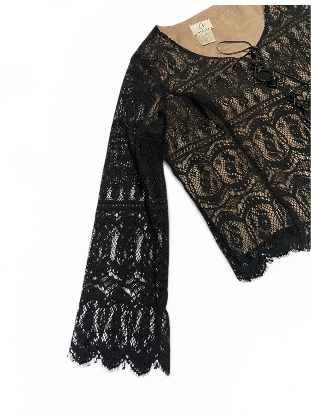 Y2k i.C.E. black nude lace tie-front closure whimsigoth dark fairy romantic XL